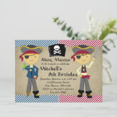 Pirate Boys Einladungen zum Geburtstag (Stehend Vorderseite)