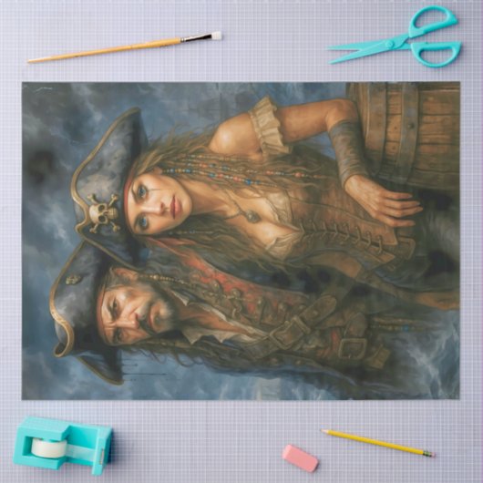 Pirate Captain and Queen | Caribbean Nautical Seidenpapier (Basteln)