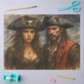 Pirate Captain and Queen Rustic Nautical Decoupage Seidenpapier (Basteln)