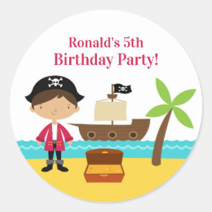 Pirate Captain Birthday Party Stickers