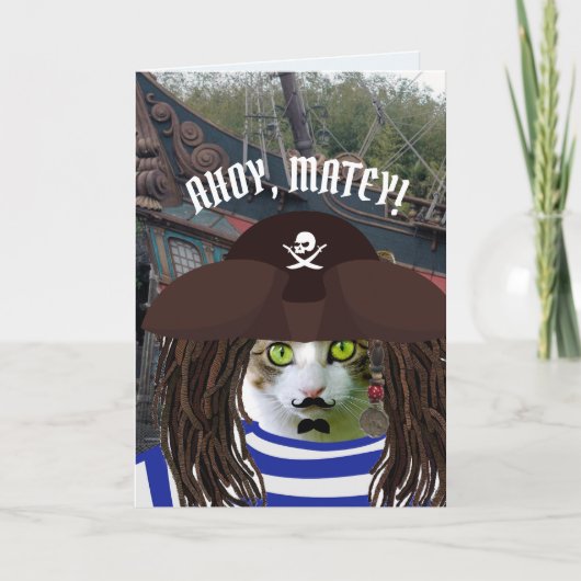 PIRATE CAPTAIN CAT GEBURTSTAG Grußkarten Karte (Vorderseite)