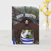 PIRATE CAPTAIN CAT GEBURTSTAG Grußkarten Karte (Gelbe Blume)