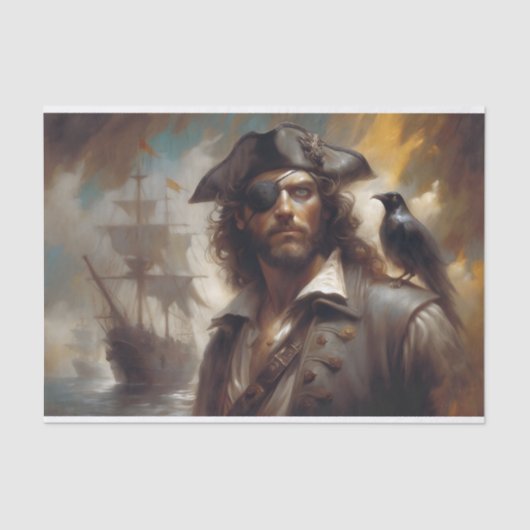 Pirate Captain Raven Decoupage Seidenpapier (Vorderseite)