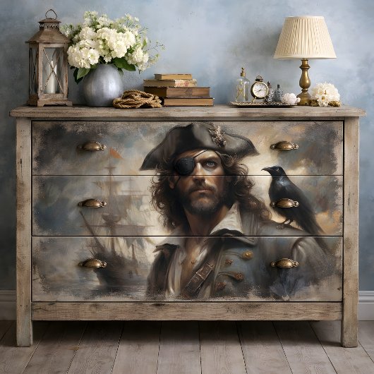 Pirate Captain Raven Decoupage Seidenpapier