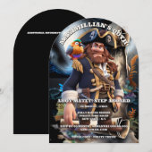 Pirate captain scroll island boys theme birthday  einladung (Vorne/Hinten)