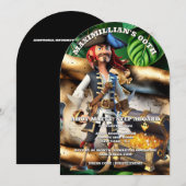 Pirate captain treasure chest boys theme birthday einladung (Vorne/Hinten)