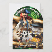 Pirate captain treasure chest boys theme birthday einladung (Vorderseite)