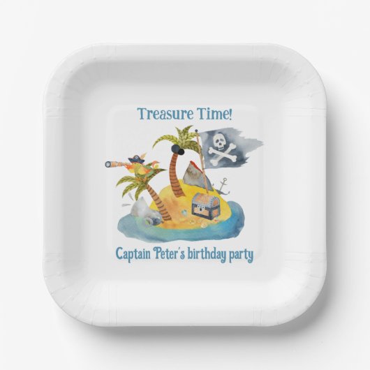 Pirate Captain's Treasure Geburtstagsparty Pappteller (Vorderseite)