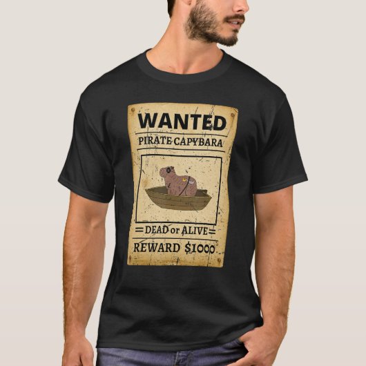 Pirate Capybara Wanted Poster Capybara For Kids T-Shirt (Vorderseite)