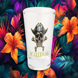 PIRATE CARRIBEAN GOLD SKULL Crossbones Scallywag Schnapsglas