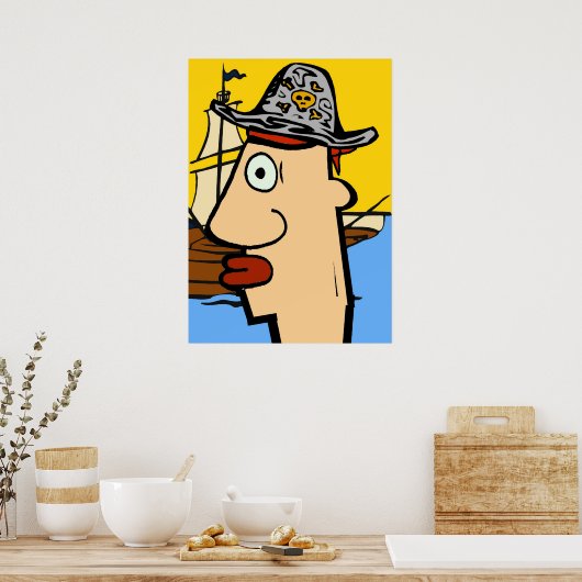 Pirate Cartoon Head Poster (Küche)
