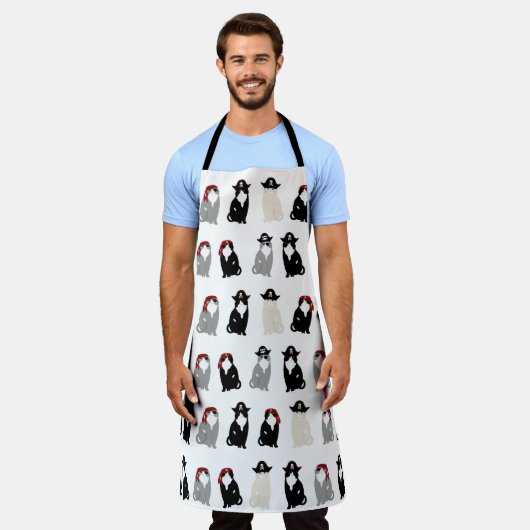 Pirate Cat Allover Print Schürze (Getragen)