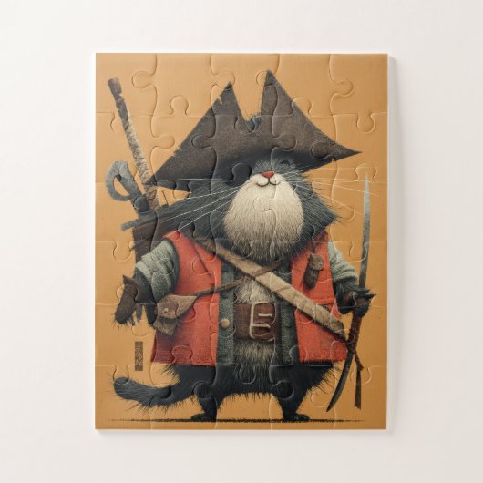 Pirate Cat Captain - Cartoon Puzzle (Vertikal)