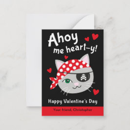 Pirate Cat Classroom Valentine Cards für Kinder Mitteilungskarte