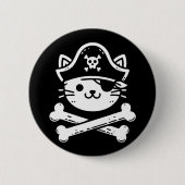 Pirate Cat Crossbones Cat Lover Cats Kitten Eigent Button (Vorderseite)