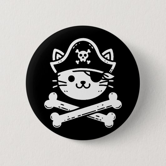 Pirate Cat Crossbones Cat Lover Cats Kitten Eigent Button (Vorderseite)