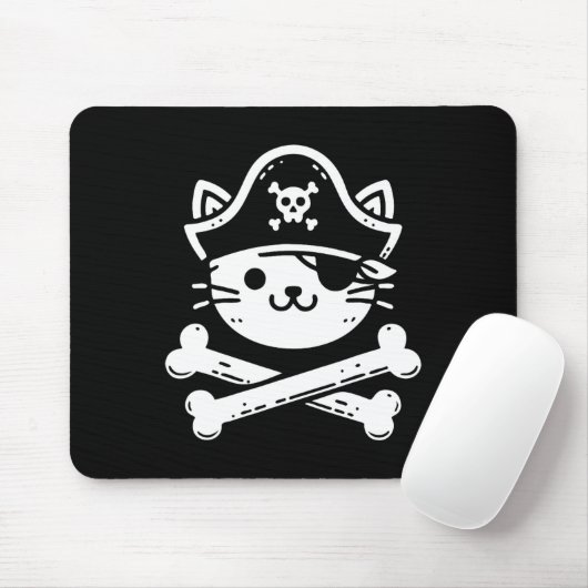 Pirate Cat Crossbones Cat Lover Cats Kitten Eigent Mousepad (Mit Mouse)