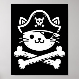 Pirate Cat Crossbones Cat Lover Cats Kitten Eigent Poster