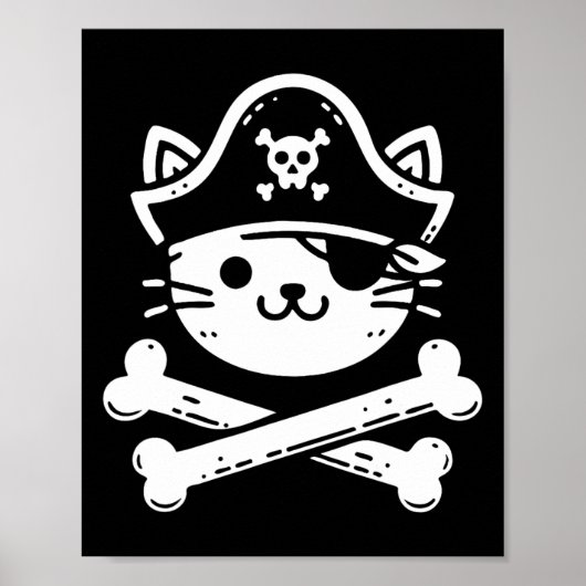 Pirate Cat Crossbones Cat Lover Cats Kitten Eigent Poster (Vorne)