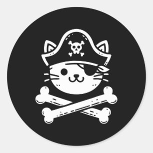 Pirate Cat Crossbones Cat Lover Cats Kitten Eigent Runder Aufkleber