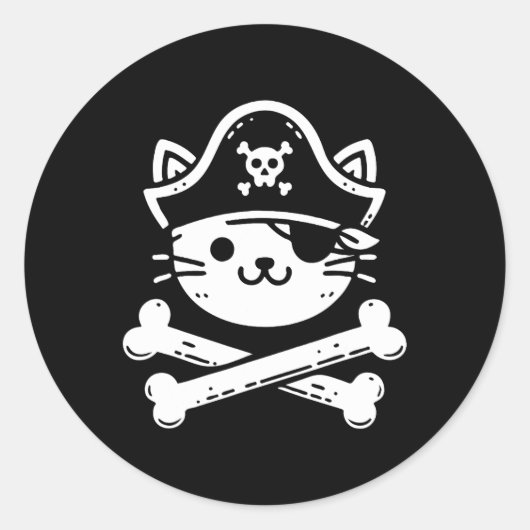 Pirate Cat Crossbones Cat Lover Cats Kitten Eigent Runder Aufkleber (Vorderseite)