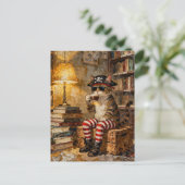 Pirate Cat Enjoys Some Coffee Postkarte (Stehend Vorderseite)