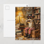 Pirate Cat Enjoys Some Coffee Postkarte (Vorne/Hinten)