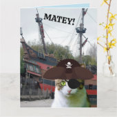 PIRATE CAT GEBURTSTAG Grußkarten Karte (Gelbe Blume)