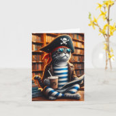 Pirate Cat Kaffeekoffen im Inneren jeder Anlass Karte (Gelbe Blume)