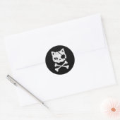 Pirate Cat Kitten Halloween Skull Cross Bones Runder Aufkleber (Umschlag)