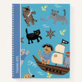 Pirate Cat Pattern für die Jungen- und Mädchenkids Notizblock (Vorderseite)
