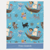 Pirate Cat Pattern für Jungen und Mädchen Fleecedecke (Vorderseite)