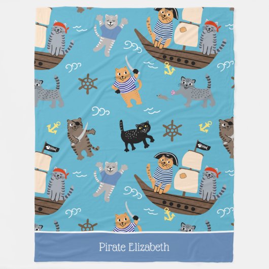 Pirate Cat Pattern für Jungen und Mädchen Fleecedecke (Vorderseite)