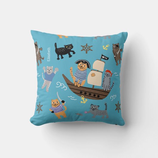 Pirate Cat Pattern für Jungen und Mädchen Kissen (Vorderseite)