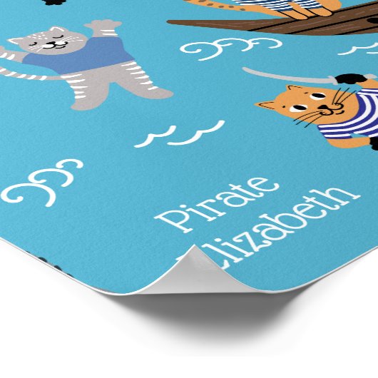 Pirate Cat Pattern für Jungen und Mädchen Poster (Ecke)