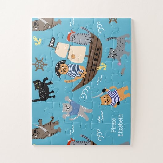 Pirate Cat Pattern für Jungen und Mädchen Puzzle (Vertikal)
