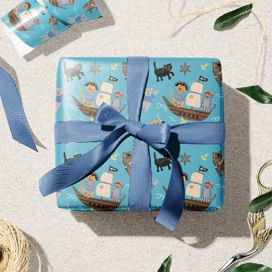 Pirate Cat Pattern für Kindergeburtstag von Jungen Geschenkpapier