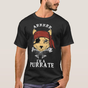 Pirate Cat Shirt Arrr Purrate Kitty Eye Patch Fire