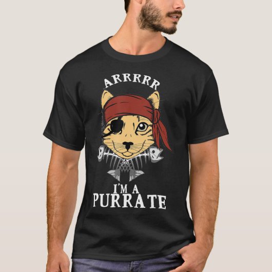 Pirate Cat Shirt Arrr Purrate Kitty Eye Patch Fire (Vorderseite)