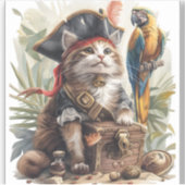 Pirate Cat Treasure Aufkleber (Vorderseite)
