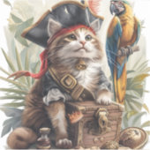 Pirate Cat Treasure Aufkleber (Vorderseite)