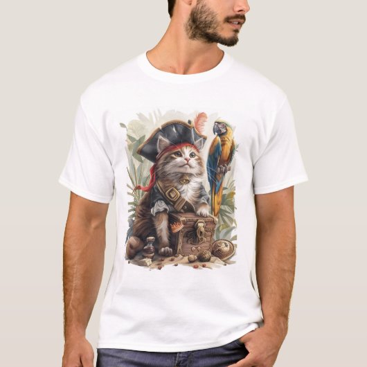 Pirate Cat Treasure T-Shirt (Vorderseite)
