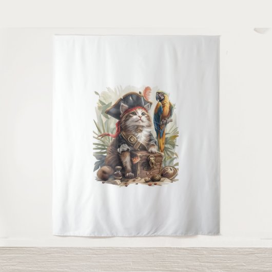 Pirate Cat Treasure Wandteppich (Vorderseite)