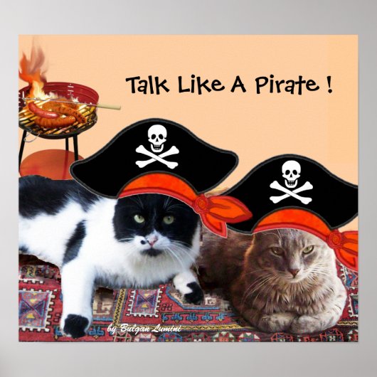 PIRATE CATS , Reden wie ein Piratentag Grillen Par Poster (Vorne)