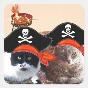 PIRATE CATS, sprechen wie ein Piratentag Quadratischer Aufkleber