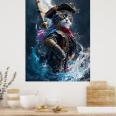 Pirate Cat's Watery Adventure - 8K Fotorealistisch Poster (Küche)