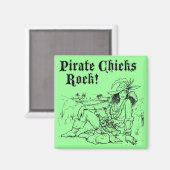 Pirate Chicks Rock! Magnet (Vorderseite/Rückseite)