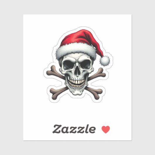 Pirate Christmas Skull & Crossbones Santa Hat. Got Aufkleber (Blatt)