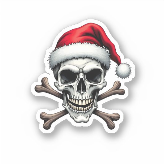 Pirate Christmas Skull & Crossbones Santa Hat. Got Aufkleber (Vorderseite)