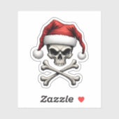 Pirate Christmas Skull & Crossbones Santa Hat. Got Aufkleber (Blatt)